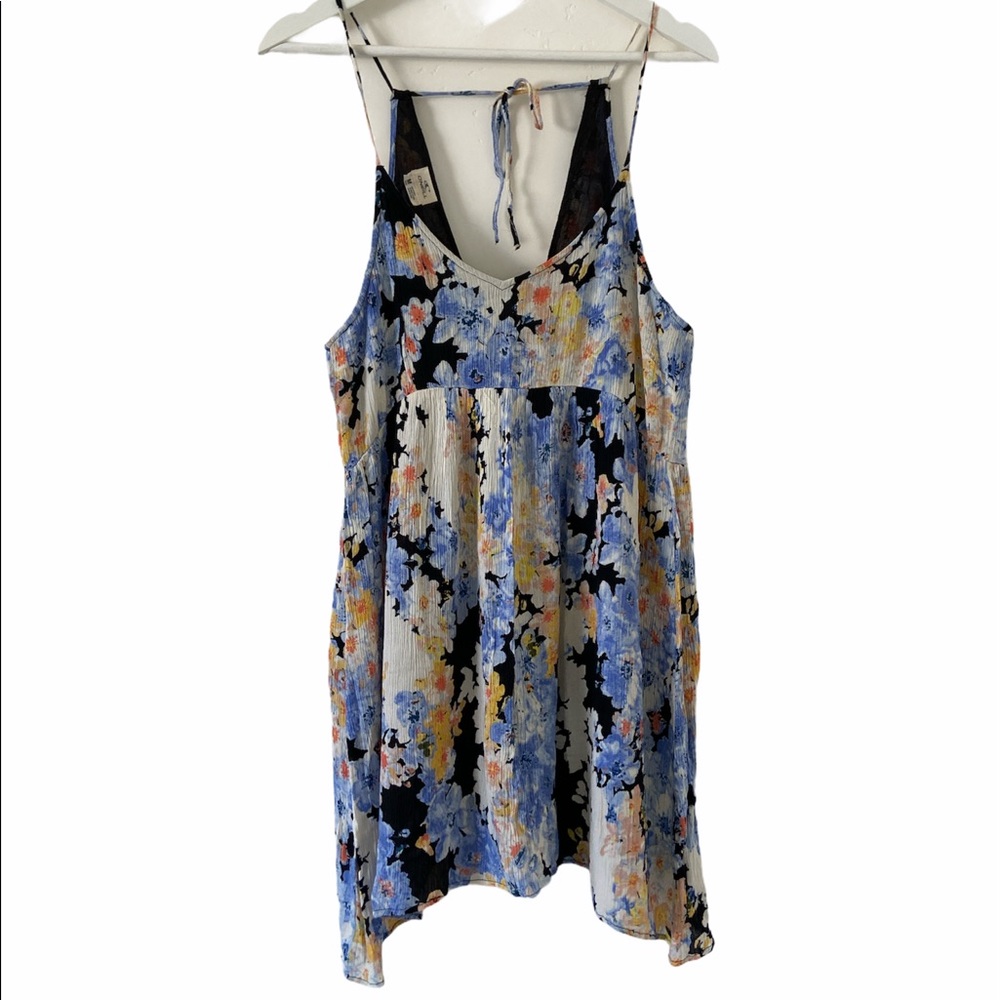 O'Neill Floral Halter Tie Low Back V Mini Dress